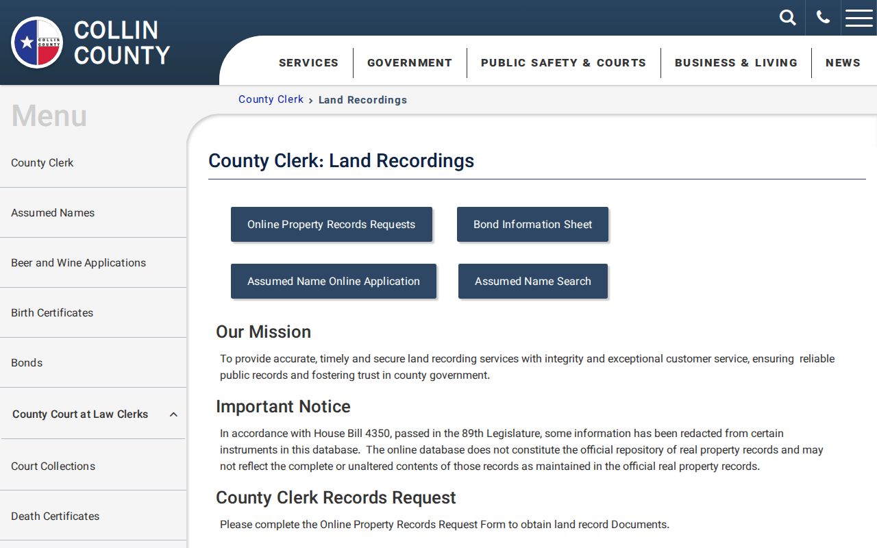 Carrollton residents directory Collin County land recordings office