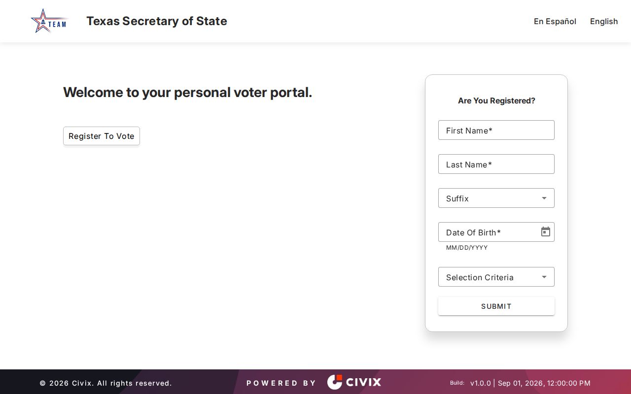Carrollton resident lookup through the Texas My Voter Portal